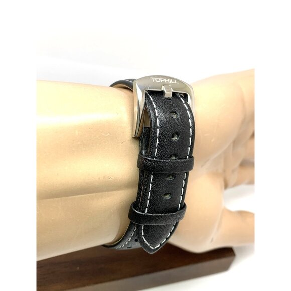 Tophill Men's Watch Mechanical Chronograph Blue Dial Black Leather Band 40mm - Picture 10 of 14